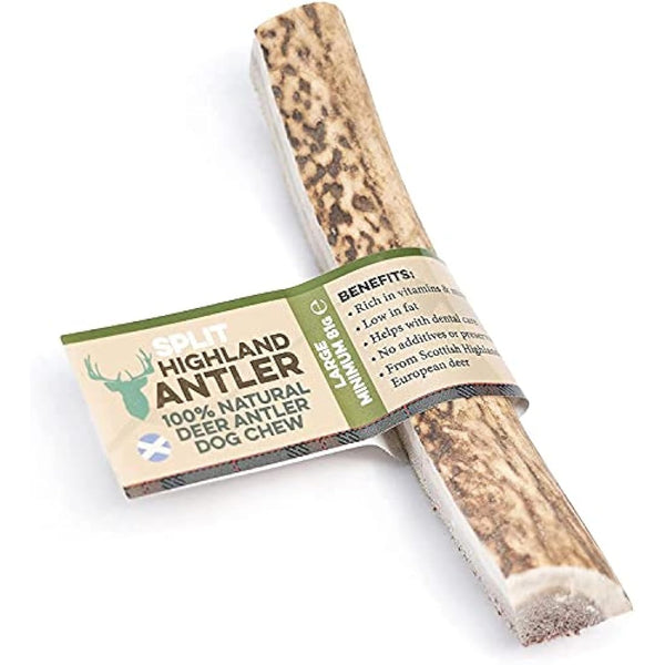 100% Natural SPLIT Large Antler Dog Chews The Hypo-Allergenic Dog Chew (Large 81-120g)