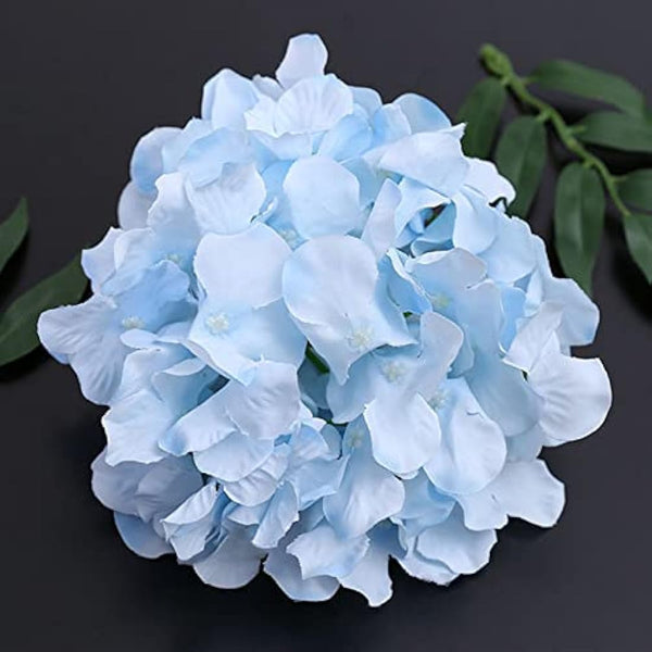 FagusHome 30 Pcs Silk Hydrangea Heads Artificial Flowers Heads and Stems Fake Hydrangea Flowers for Home Wedding Decor (Blue)