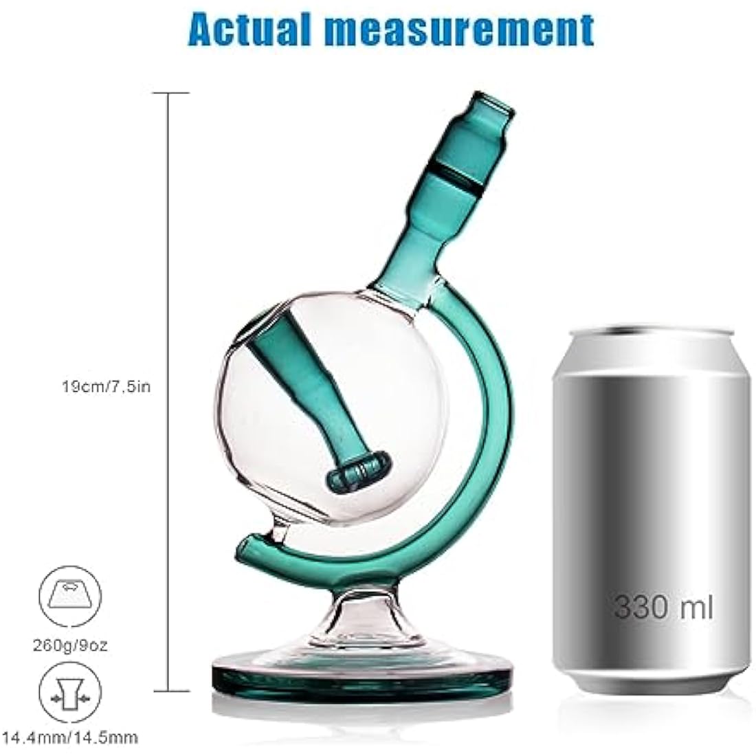 Green Bongs Glass Bong with Tornado percolate,Green Water Bongs with 14.5mm Bong Bowl Height 25cm Weight 400g Glass Pipe for Smoking Hookah Glass Bongs Oil Rig Smoking Pipe