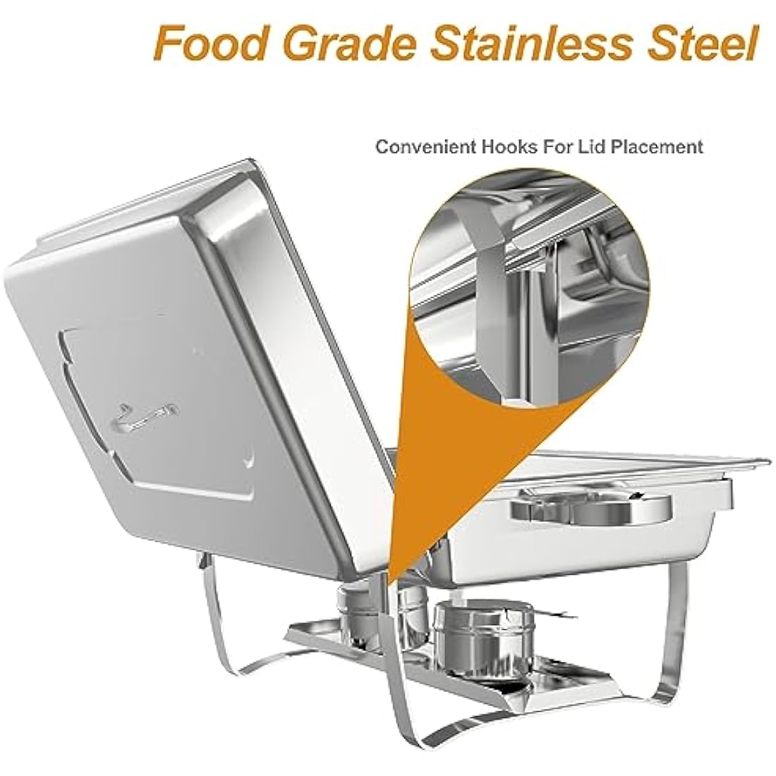 9L Chafing Dish Buffet Set,4 Pack Buffet Servers Catering Heat Container Set, Stainless Steel With Half Size Food Containers, Foldable Frames Food Warmer Set for Catering, Buffet, Wedding Parties