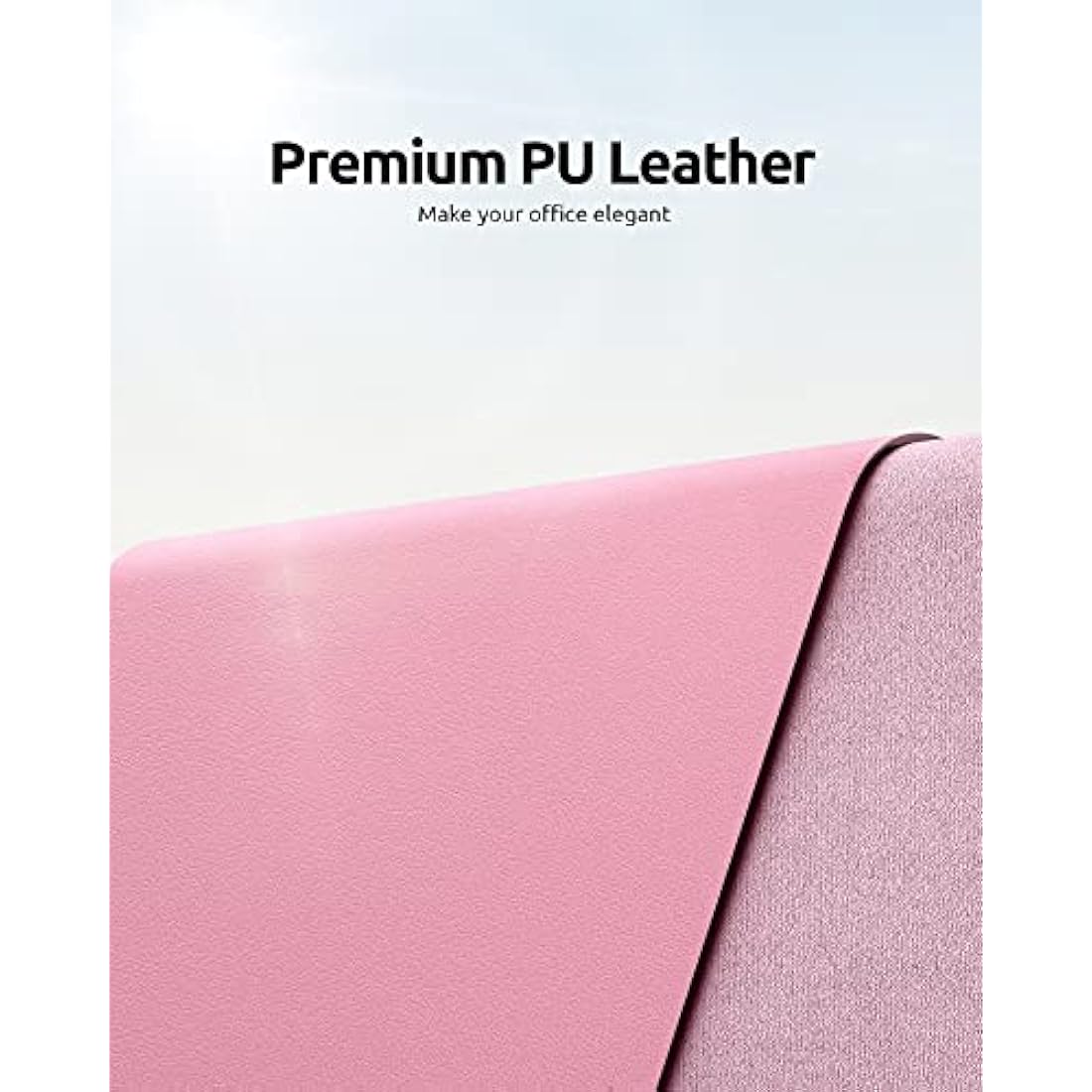 YSAGi Leather Desk Mat, Large Mouse Mat, Non-Slip Desk Pad, Waterproof PU Leather Table Protector Writing Pad for Office and Home (90 x 43 cm, Pink)
