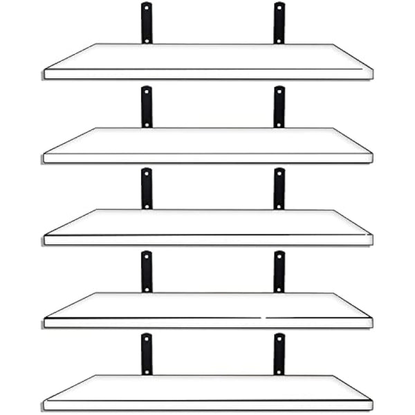 Mardili Shelves Wood Wall Mounted Shelf, Rustic Shelves Set of 5（White）, 42x15x1.5cm