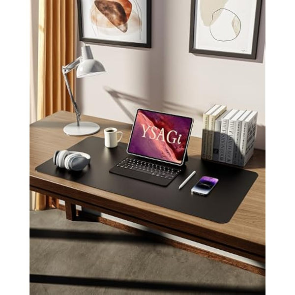 YSAGi Leather Desk Mat, Large Mouse Mat, Non-Slip Desk Pad, Waterproof PU Leather Table Protector Writing Pad for Office and Home (80 x 40 cm, Black)