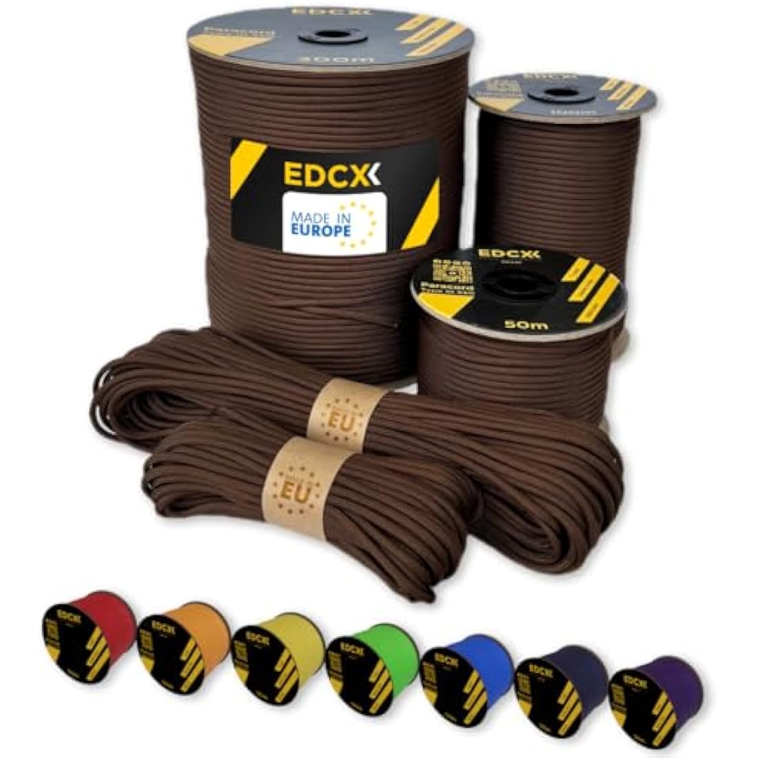 EdcX Paracord 4mm, 35+ Solid Colors (10m, 15m, 30m, 50m, 100m, 300m) | Ideal for Crafting, DIY, Camping, Survival, Outdoor | 100% Nylon Rope 4mm | Tactical Cord 550 Type III