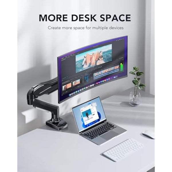 HUANUO Single Monitor Arm Desk Mount for 13 to 32 inch Screens, Tool Free Height Adjustable Monitor Stand with Tilt Swivel Rotate, 75 & 100mm VESA Mount, Load 19.8 lbs, C-clamp & Grommet Options