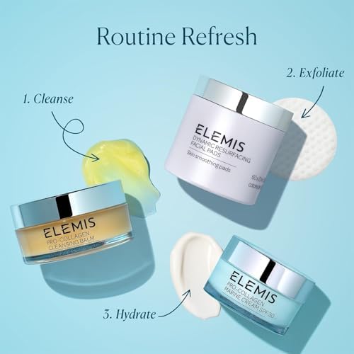 Elemis Dynamic Resurfacing Facial Pads, Exfoliating Face Wipes with Tri-Enzyme Technology, Gentle Exfoliating Rounds for Smooth, 60 Pads