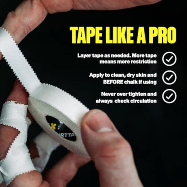 SPORTTAPE Box of 24 Rolls Zinc Oxide Finger Tape - White - 1.25cm x 10m | For Jiu Jitsu, Bouldering, Rock Climbing, BJJ, Crossfit, Rowing, Climbing & Golf (12 Packs of 2 Rolls)