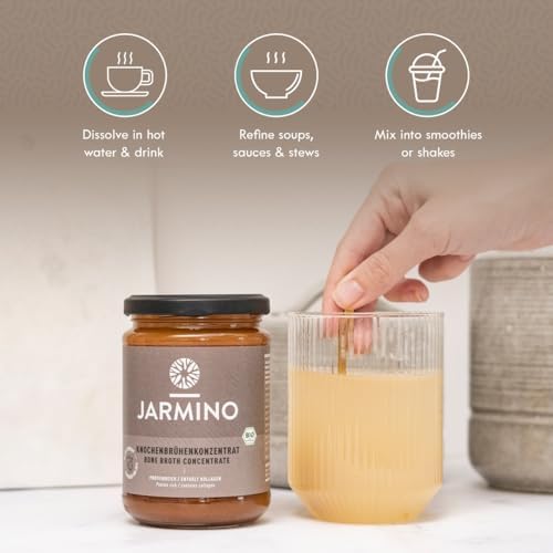 JARMINO Bone Broth Organic, Concentrate Beef Bone Broth440g, 44 Servings, Grazing & Grass-Fed Beef Stock, Keto Dairy Free Beef Broth Food