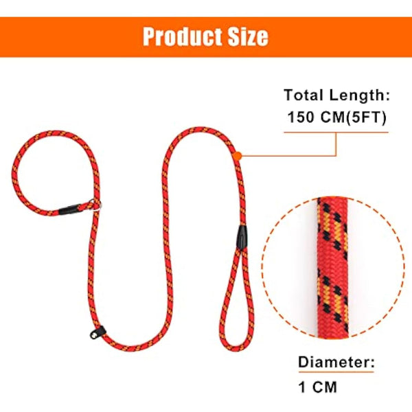 Dog Slip Lead, Extremely Durable Strong Dog Training Leash Rope, 150 cm Long Adjustable Pet Lead Leash For Small Medium Dogs (10-80 lbs)