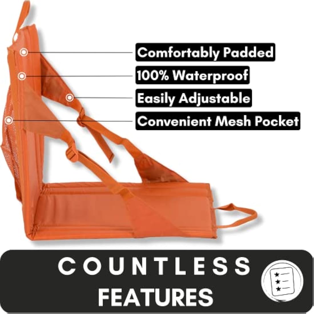 Highlander Outdoor Sit Mat - Portable Seat - Lightweight with Back Support and Pocket - Perfect as a Picnic Chair, Stadium Seat, Beach Chair, or Festival Chair