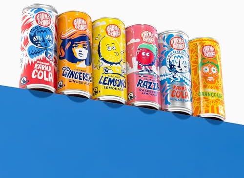 Karma Drinks Karma Cola (250ml x 24 Cans Soft Drink) - Organic, Gluten Free Organic Cola, Natural Ingredients, FairTrade, Vegan Friendly, No GMO, Carbonated Fizzy Drinks 24 Pack