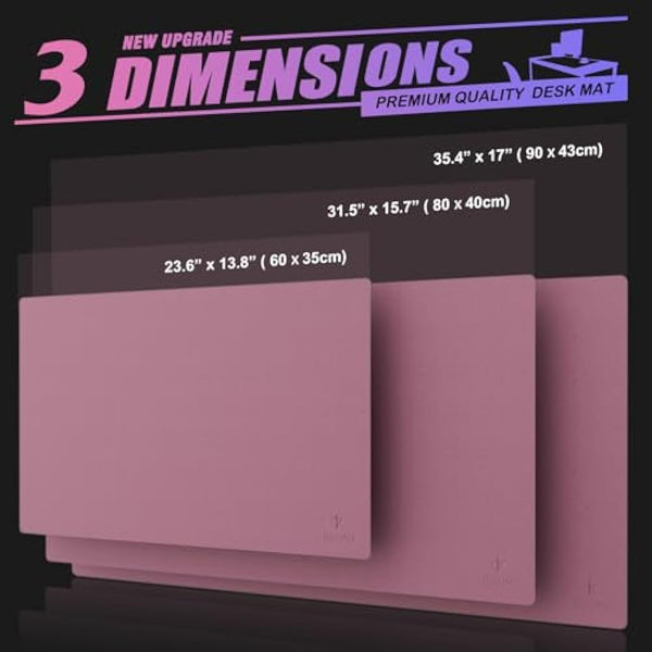 K KNODEL Large Office Leather Desk Mat, Mouse and Keyboard Pad, Computer and Laptop Mat, Desktop Protector and Cover, Writing Pad and Blotter (90x43cm, Purple)