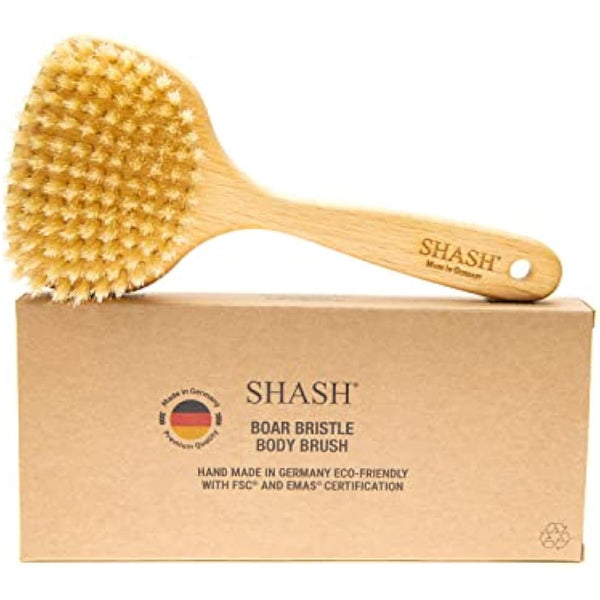 Shash Since 1869: Intense 100% Boar Bristle Face Brush - Made in Germany for Gentle Exfoliation, Reduced Flaking, and Fine Lines - Unveil an Even, Glowing Complexion, Sustainably Sourced