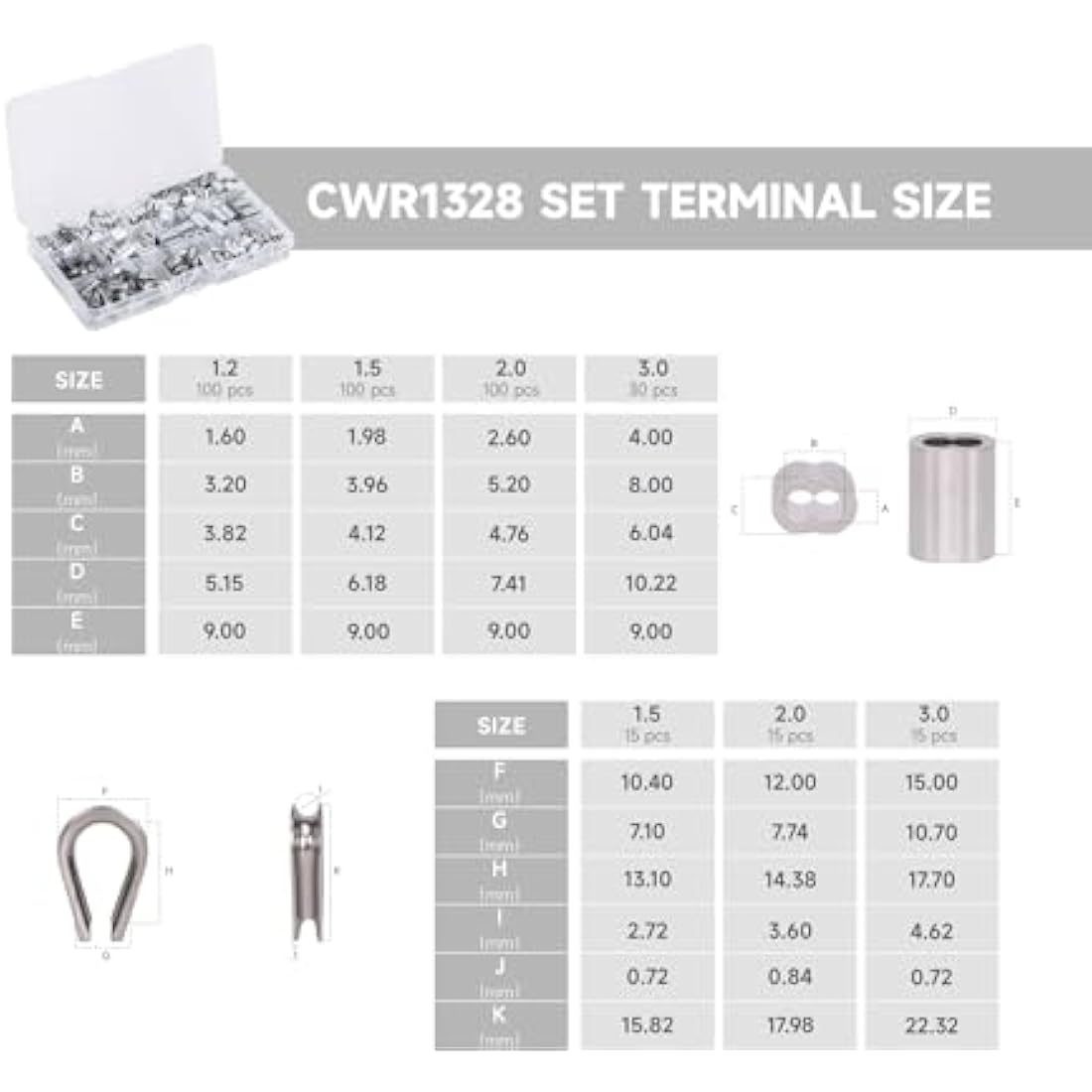 iCrimp Wire Rope Crimping Tool Kit with 330 Loop Sleeves and 45 Stainless Steel Thimbles, Built-in Cable Cutter, Heavy Duty Swager for Fishing, Cable Railing, Decking, and Outdoor Use