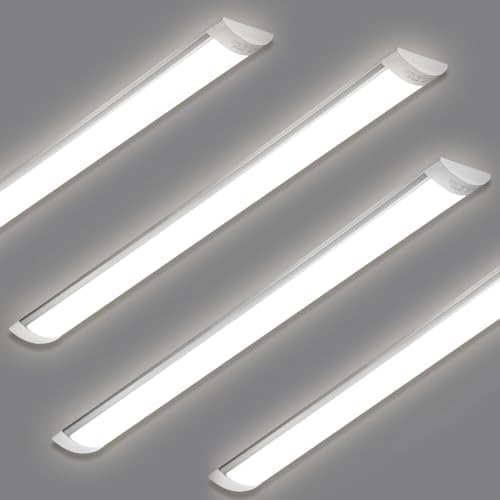 HUMIGA 5FT LED Batten Light, 50W Low Profile Wall Ceiling Surface Mounted Fitting, IP20 Slim Wide Tube Lighting for Office/Home/Shop/Workshop/Warehouse, Neutral White 4000K, 4 Pack