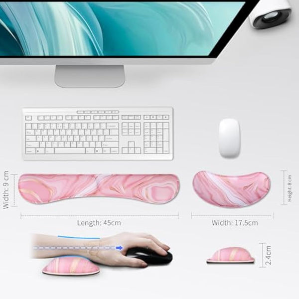 ZIBLY Wrist Rest Keyboard and Mouse Set - Non-Slip Ergonomic Wrist Cushion Support Pad - Easy Typing, Pain Relief – Premium Silky Gel Memory Foam for Work from Home Gaming Computer Laptop