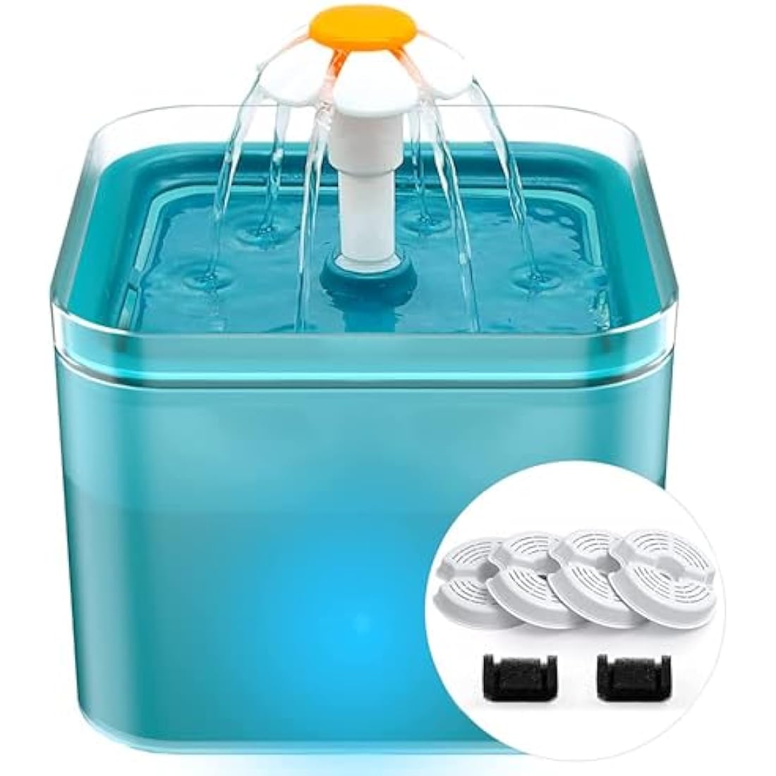 AONBOY Cat Water Fountain with 6 Filters（cyan）