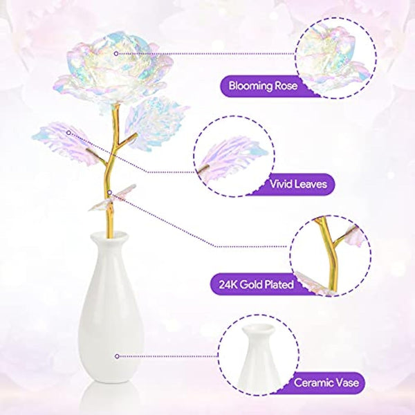 24k Golden Rose Birthday Gifts for Mother Women Her Girlfriend Wife, Galaxy Rose Flower Gifts for Mothers Day Christmas Women's Day Valentines Day Anniversary