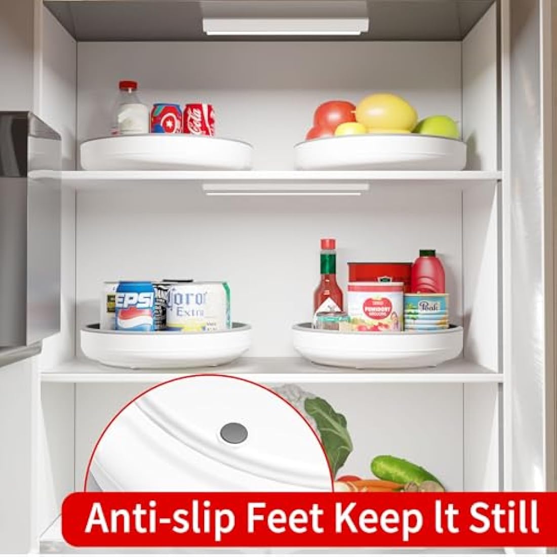 4 Pack 10 Inch Non-Skid Lazy Susan Turntable Organizers - Rotating Tray for Pantry Organization and Storage, Kitchen, Cabinet, Fridge, Bathroom Vanity, Countertop, Under Sink Organizing, Spice Rack