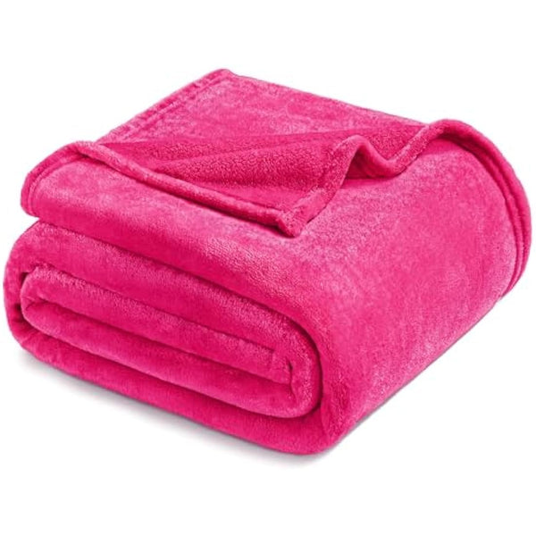 Exclusivo Mezcla Fleece Blanket Double Size for Bed, Super Soft and Warm, All Season Use, Cozy, Plush, Lightweight, 230x168 CM, Hot Pink