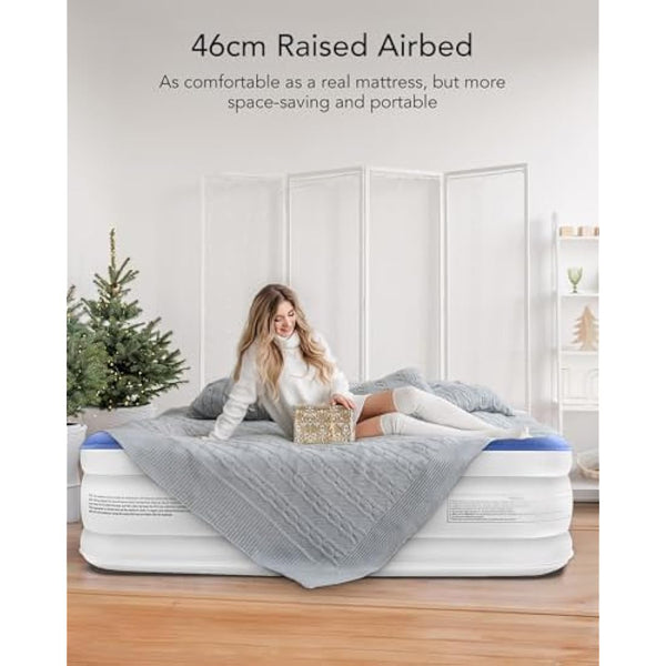 iDOO Single Air Bed, Inflatable Mattress with Built-in Electric Pump, Blow Up Mattress Camping Airbed, Self inflating Camp Bed in Storage Bag for Home Portable Travel 190x99x46cm