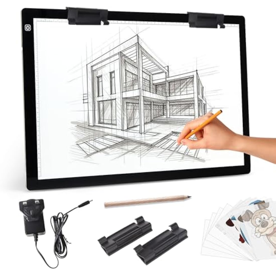 A2 Light Box for Tracing - Diamond Painting Light Board with 12v2a Adapter 2 Multi-Functional Clips, Ultra-Thin Stepless Brightness Light Pad, Drawing Light Box for Diamond Painting Sketching