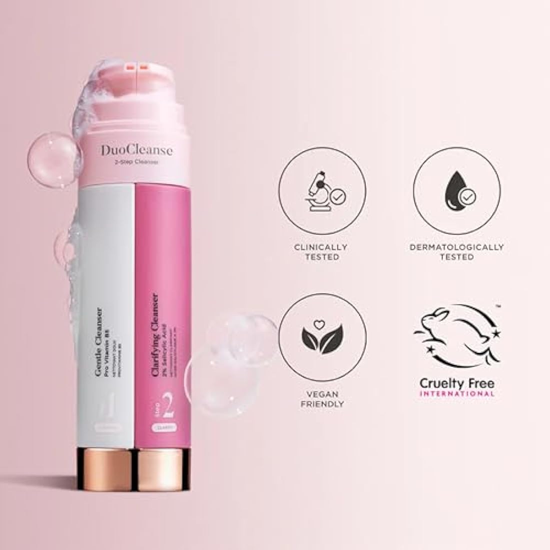 DuoCleanse Cleanse & Clarify from Sculpted by Aimee 200ml - 2-in-1 Vegan Gentle Cleansers with Salicylic Acid – Oily, Congested & Blemish-Prone Skin