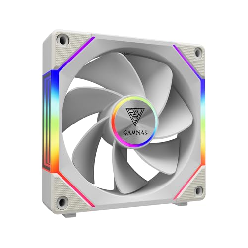 GAMDIAS 120mm ARGB PC Case Fans, Computer Case Fan, Cabless Daisy Chain Connection, Dual Infinity Mirror Lighting, Swappable Fan Blade for Reverse Airflow, Performance 30mm Thick, With Control Box