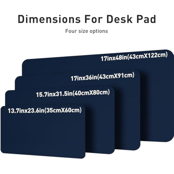 Aothia Leather Desk Pad Protector,Mouse Pad,Office Desk Mat,Non-Slip PU Leather Desk Blotter,Laptop Desk Pad,Waterproof Desk Writing Pad for Office and Home (60cm x 35cm, Dark Blue)