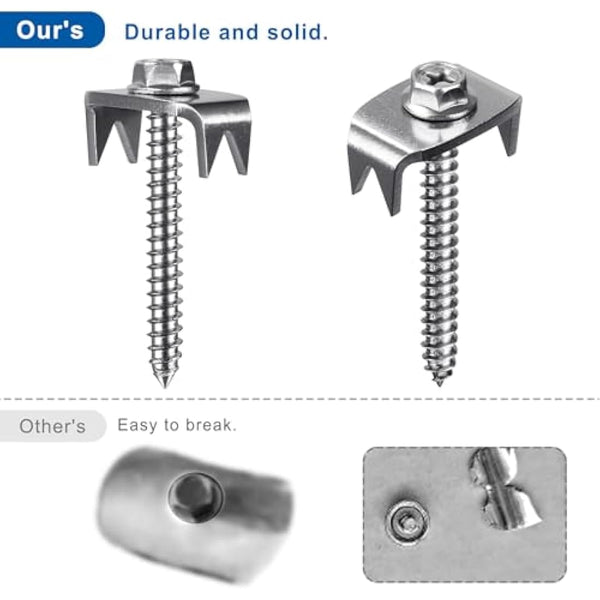 SELEWARE 200 Pcs Stainless Steel Fence Staples Fence Nails for Softwood Reusable Fence Nails for Wire Mesh & Woven Fencing, Fence Fasteners with Wire Fixer, Easy Install & Remove with Power Drill