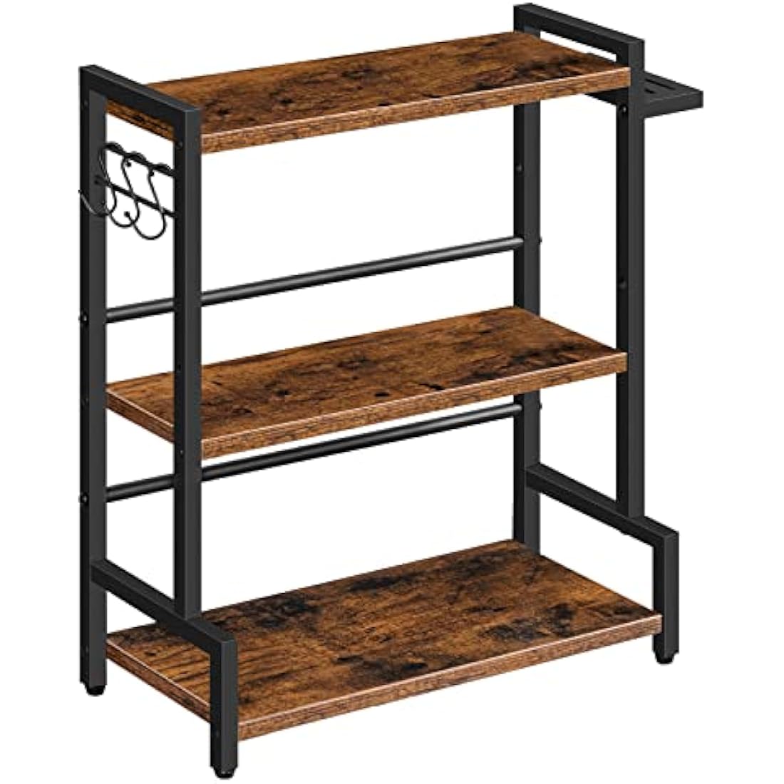 HOOBRO Spice Racks, Countertop Organiser Shelf, Desktop Organiser, Free Standing Desktop Shelves, Kitchen Storage Rack, Space Saving, for Spices, Jars, Oil Bottles, Rustic Brown and Black EBF01TL01