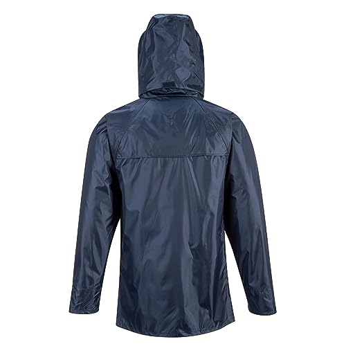 Portwest S440 Men's Waterproof Rain Jacket - Lightweight Durable Hooded Weather Protection Safety Jacket Black, 4X-Large