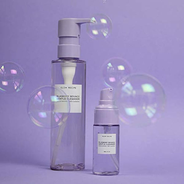 Glow Recipe Blueberry Bounce Hyaluronic Acid Foaming Cleanser - Pore-Refining + Hydrating Gentle Face Cleanser with AHA - Vegan + Cruelty-Free Face Wash for Sensitive Skin (160ml / 5.4oz)