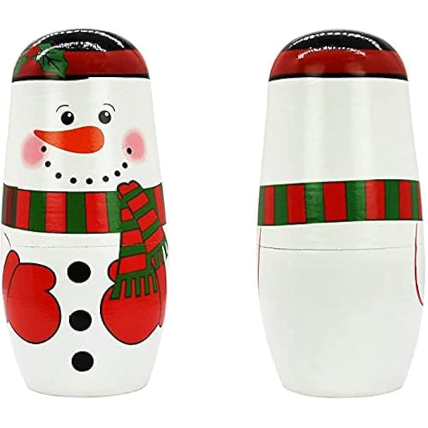 HYCLES Nesting Dolls for Kids for Kids Xmas Gifts Matryoshka for Boys Girls Wooden Toys Snowman