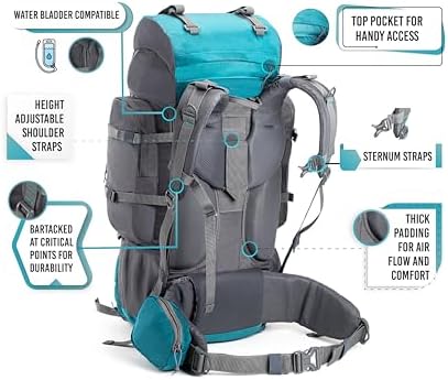 Tripole Walker 65 Litres Backpack | Internal Frame With Metal Rod | Rain Cover | Bottom Opening | Laptop Section, black, Backpack Backpacks