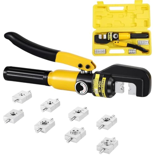 HSEAMALL 10Tons Hydraulic Crimping Tool Crimper Plier for Copper and Aluminum Terminal Lugs Battery Wire Crimping 4-70mm²