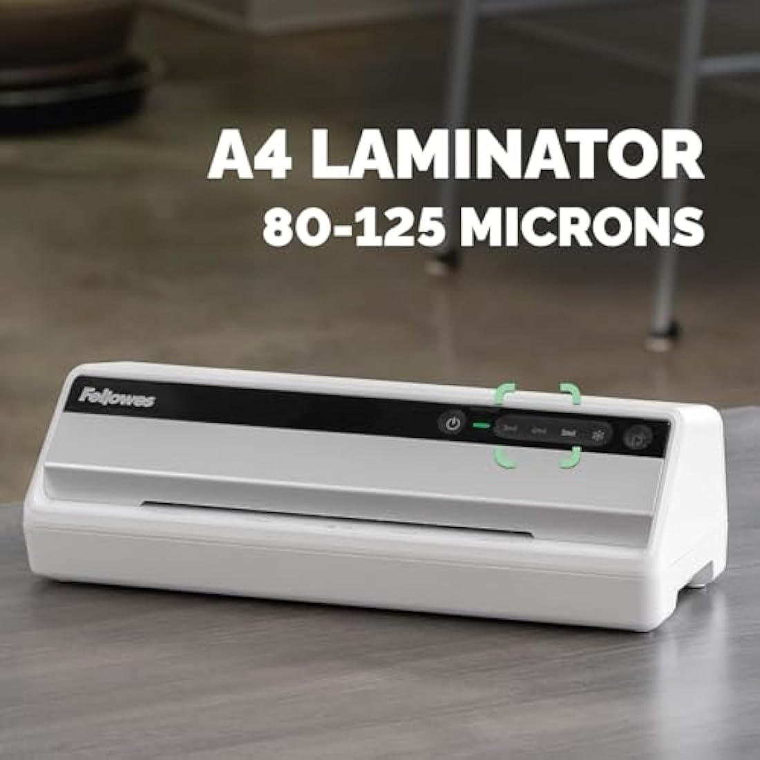 Fellowes Saturn A4 Small Office Laminator – InstaHeat, 60-Second Warm-Up, Jam Release, Auto Shut-Off – For 80/100/125 Micron Pouches – Includes 10 Sheets – Home & Office Use