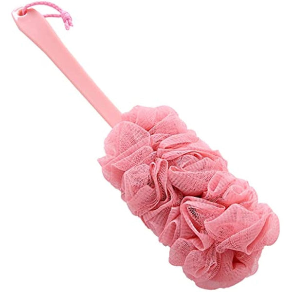 2 Pack Loofah Bath Brush with Long Handle Bath Shower Back Scrubber Body Brush for Men and Women Pink and Blue