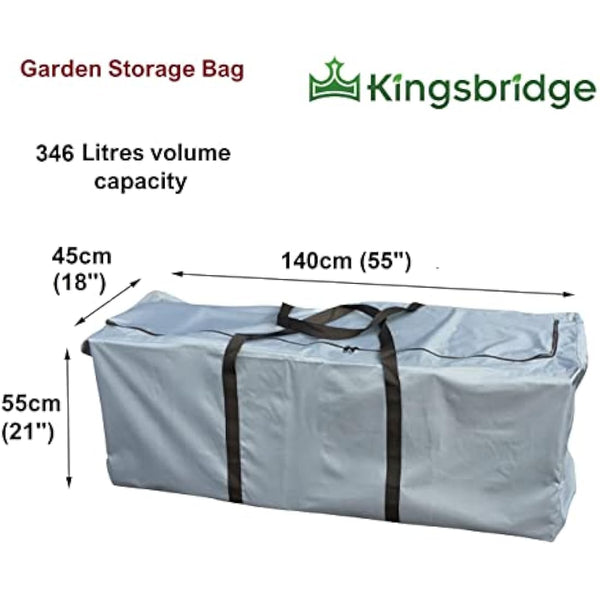 Kingsbridge Garden Furniture Cushion Storage Bag, 600D Fabric, Double Stitching, Heavy Duty, Moisture Resistant LxWxH 140cmx45cmx55cm (use indoors/sheltered areas)