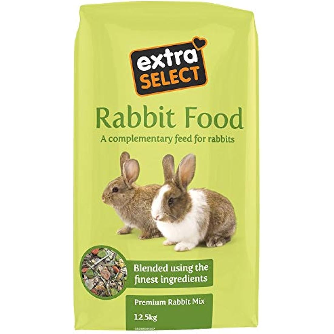 Extra Select Premium Rabbit Mix - Muesli, Rabbit Nuggets, Peaflakes,and Forage with Vitamins & Minerals - 12.5kg