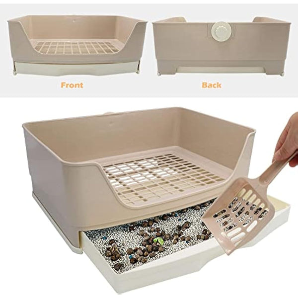 HYLYUN Large Rabbit Litter Tray Box Toilet,Potty Trainer Corner Litter Bedding Box with Drawer Larger Pet Pan for Adult Guinea Pigs, Rabbits, Hamster, Chinchilla, Ferret, Galesaur, Small Animals