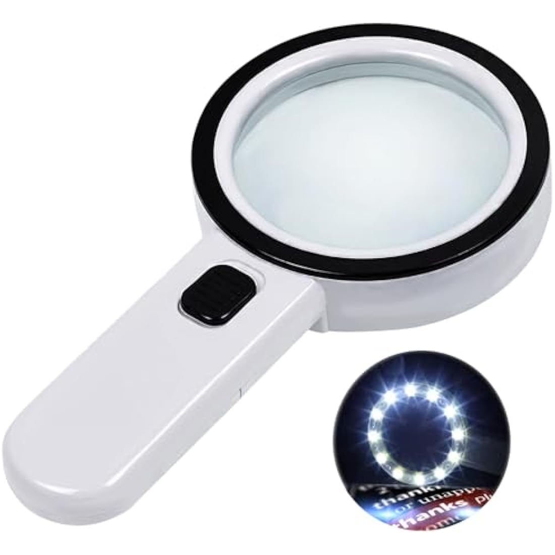 Magnifying Glass with 12 LED Lights, 30X Double Glass Lens Handheld Illuminated Magnifier Reading Magnifying Glass with for Seniors Read, Coins, Stamps, Map, Inspection, Macular Degeneration