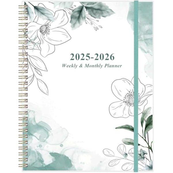 2025 Planner - January 2025 - December 2025, Weekly & Monthly Planner & Journal to Track Goals, 8.5" x 11", Blue Flower