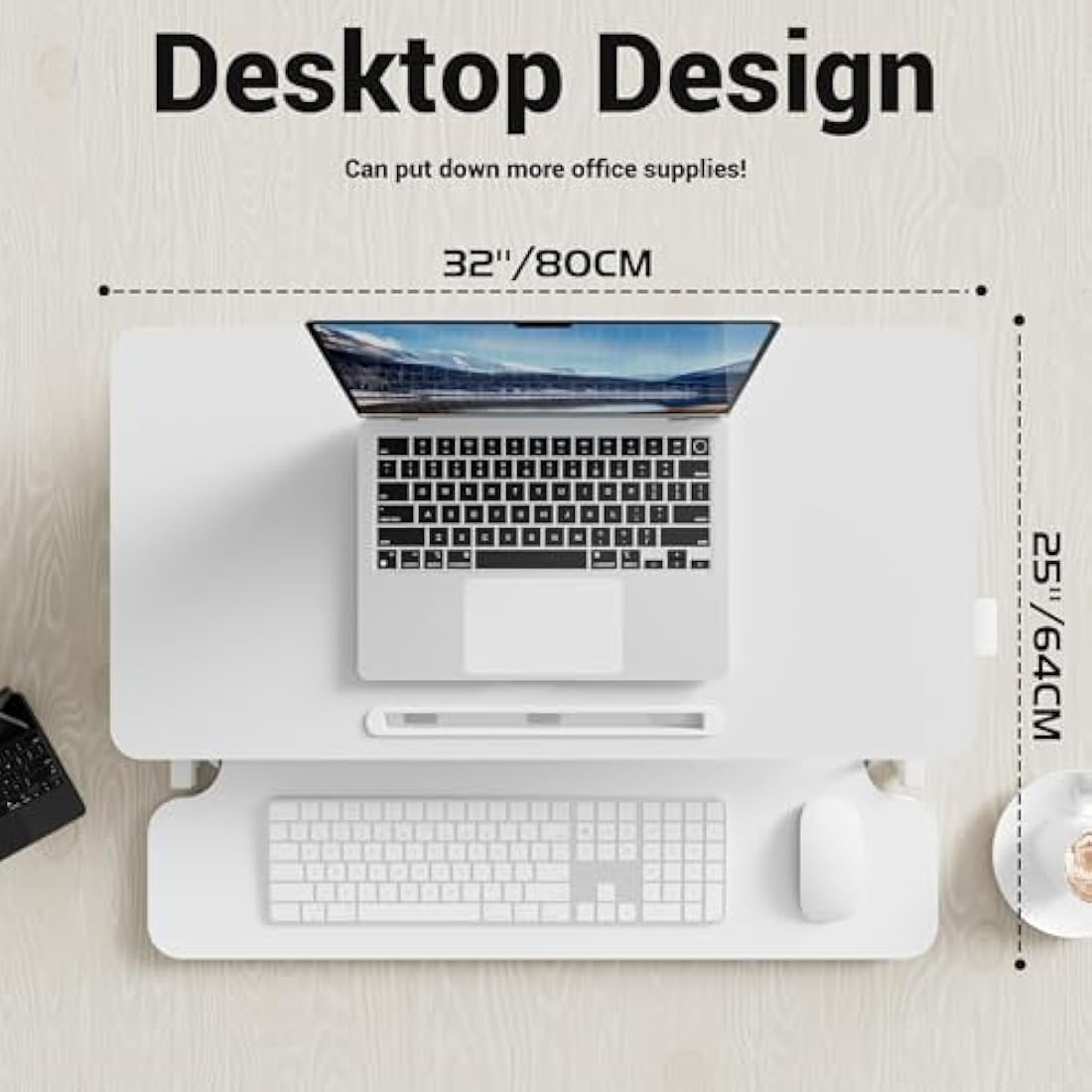 ERGOMAKER Standing Desk Converter, 32"/80cm Wide Height Adjustable Quick Sit to Stand Up Desk Riser for Dual Monitor, White