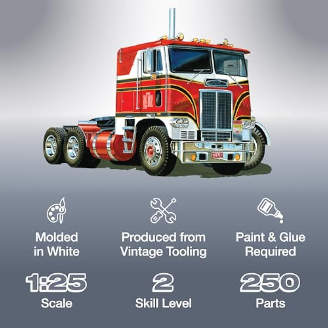 AMT AMT1046-1: 25 White Freighliner 2-in-1 SC/DD Cabover Tractor (75th Anniversary)
