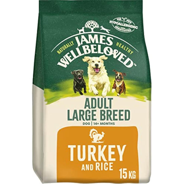 James Wellbeloved Adult Large Breed Turkey & Rice 15 kg Bag, Hypoallergenic Dry Dog Food