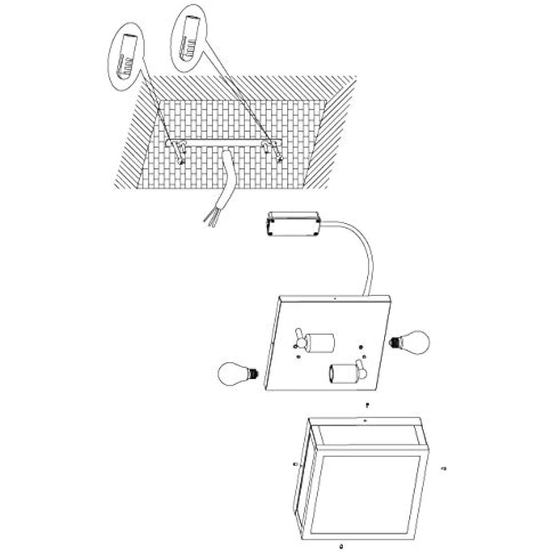 Eglo Alamonte 1 Outdoor Ceiling lamp, 2-Flame Outdoor Wall Light, Black galvanised Steel with Clear Glass Ceiling Light, E27 Socket, IP44