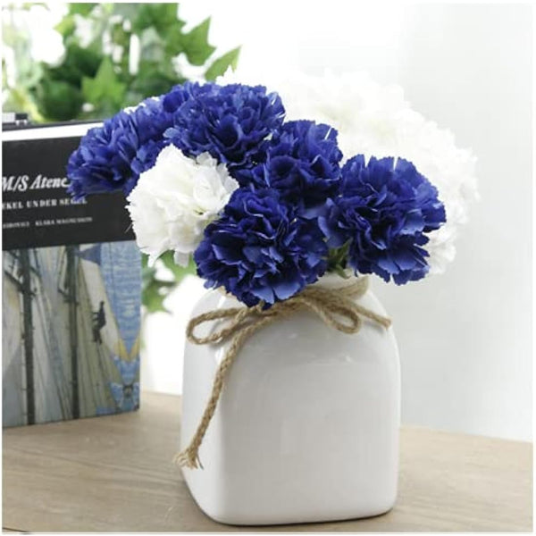 11 Inch Bouquets 10 Stem Carnations,Outdoor UV Resistant No Fade Artificial Flower,Mini Carnation Silk Petals Fake Flowers Forever Plants for Photo Props Home Party and Wedding Decor (Dark Blue)
