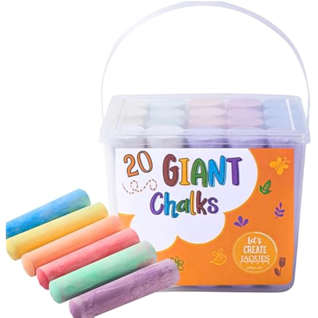Jaques of London Premium Chalks for Children Giant for Outside | Creative Garden Toys for 1 Year olds | Pavement Chalks spark creativity, fine motor skills, and imaginative play | Since 1795