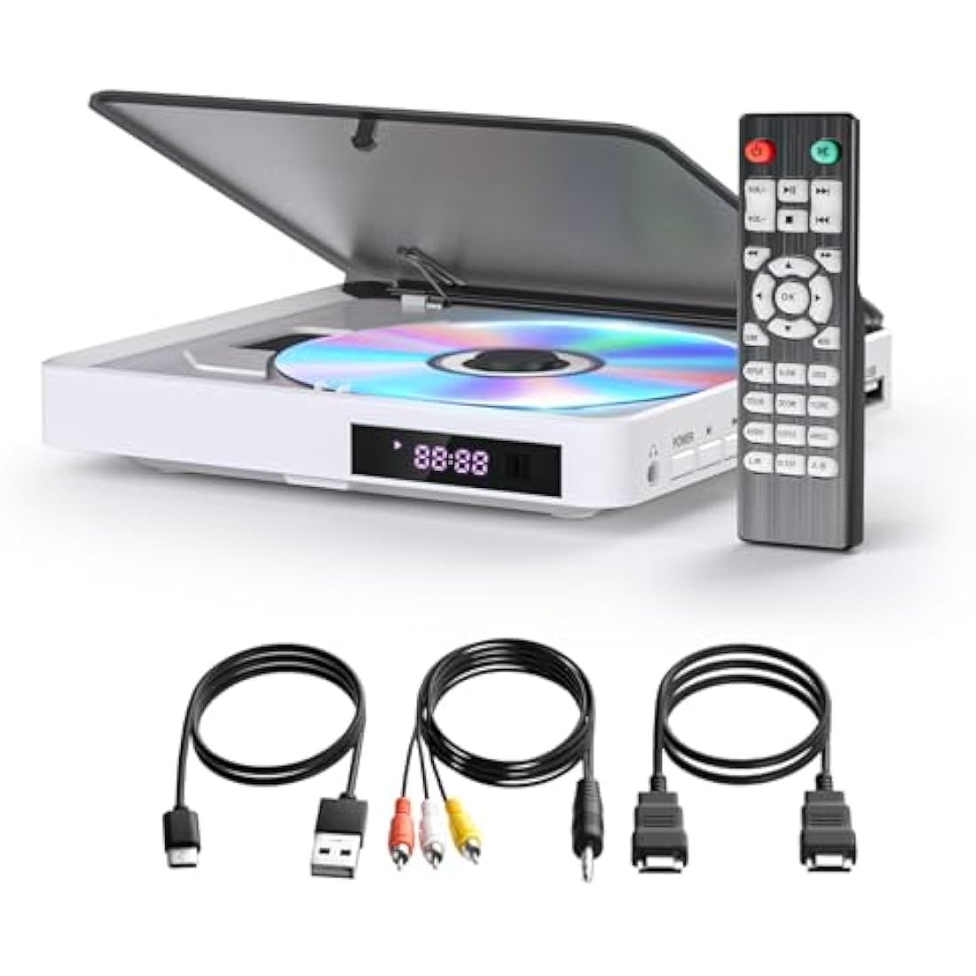 DVD Player Arafuna, DVD Player for TV, Multi Region DVD Player, DVD/CD Player HDMI 1080P with AV output, USB/TF Card input, remote control, AV cable, Support PAL/NTSC